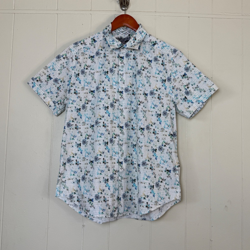 Robert Graham Mens Classic Fit Short Sleeve Button Down Shirt L Coastal Preppy